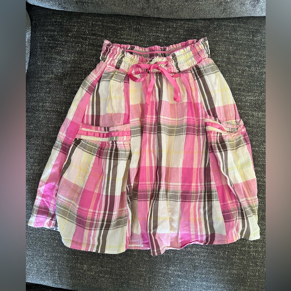 Y2K Limited Too Pink and Yellow Plaid A-Line Skirt